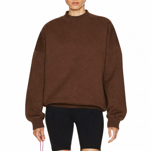 Professional Quality Women's Mockneck Pullover Sweatshirt Polyester/Cotton <b>Blend</b> Breathable Eco-Friendly Casual Long Sleeve Top - Product Image 1