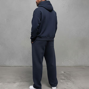 Ensemble de survêtement tendance en molleton 100 % coton épais de qualité supérieure avec sweat à capuche zippé et pantalon de jogging ample, logo personnalisé imprimé - Product Image 3