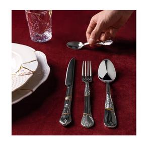 Ensemble de couverts de luxe en acier inoxydable noir mat, prêt à être expédié, pour hôtels et restaurants, qualité alimentaire, cuillère et fourchette - Product Image 1