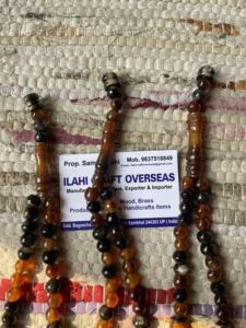 Tasbih Misbaha de 33 cuentas de cuerno de búfalo pulido, rústico, islámico moderno, ecológico y religioso de ILAHI, de Uttar Pradesh - Product Image 3