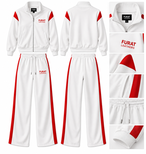 FURAT LEATHERS <b>White</b> Black Solid Men's Windbreaker <b>Tracksuit</b> Set Polyester/Cotton Eco-Friendly Winter 2-Piece Casual Breathable - Product Image 3