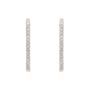 14K Gold Designer Diamond Clip Hoop Earrings - Product Image 5
