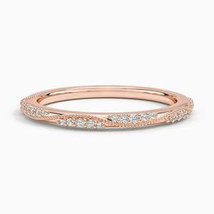 Anillo de Boda Delicado con Diseño de Espiral de Diamantes, Anillo Apilable Curvo de Oro Sólido, Anillo Minimalista con Pavé para Aniversario, Regalo - Product Image 5