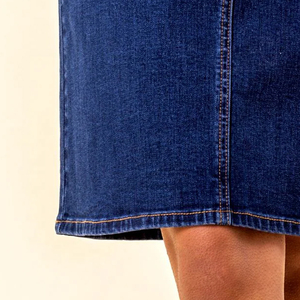 Wholesale Price High Waist Women A-Line Knee Length Denim Skirt 2025 New Trendy Fashionable Casual Wear Customized Denim Skirt - Product Image 5