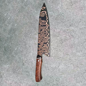 Couteau professionnel en cuivre damas à lame dentelée et manche en bois confortable pour la boulangerie et la cuisine - Product Image 5