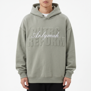 Sudadera con Capucha Personalizada OEM, 400GSM, Algodón Grueso, con Relieve 3D, Talla Grande, para Hombre, con Botones a Presión, Estilo Urbano - Product Image 2