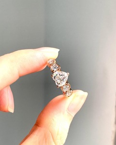 1.5 CT Heart Cut Lab Grown Diamond Ring Five <b>Stone</b> Wedding Ring Minimalist Engagement Ring for Women Romantic Rose Gold Ring - Product Image 1