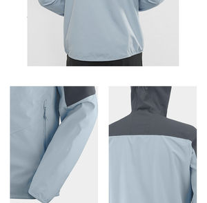 Veste coupe-vent imperméable à capuche pour homme, 100 % nylon, légère, entièrement zippée, avec logo frontal, idéale pour l'été et le sport - Product Image 6