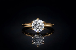 Premium Gold Round Lab Diamond Hidden Halo Prong Setting Luxury <b>Solitaire</b> Engagement <b>Ring</b> by Elvora Gems - Product Image 2