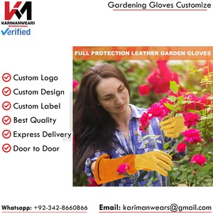 Gants de jardinage en cuir jaune avec protection anti-cactus, manches longues, durables, pour usage extérieur - Product Image 6