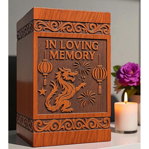 Urne en bois artisanale avec motif de grain unique, urne en bois avec panneau photo gravé sur mesure par AYAANS - Product Image 4