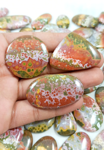 Cabujón de jaspe oceánico natural único, suelta para la fabricación de joyas piedra preciosa, piedra preciosa pulida suave con forma mixta, lote al por mayor - Product Image 5