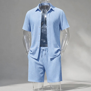Wholesale Summer Men's Casual Shorts <b>Set</b> Plain Color Solid 100% Cotton Jersey Quick Dry Knitted Pocket Customized Logo <b>Twin</b> <b>Set</b> - Product Image 2