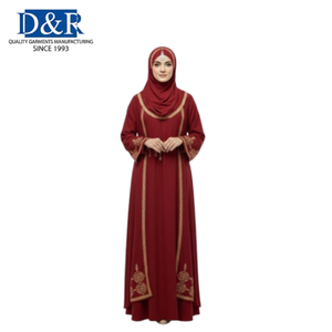 Abaya décontractée en polyester Nida, robe musulmane pour femmes, style malaisien OEM, kaftan de Dubaï, robe noire avec hijab, vente en gros - Product Image 2