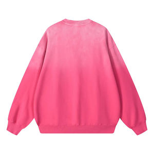 Oversized Crew Neck Pullover <b>Sweatshirt</b> Solid <b>Pink</b> Knitted Unisex Regular Length Autumn Style - Product Image 2