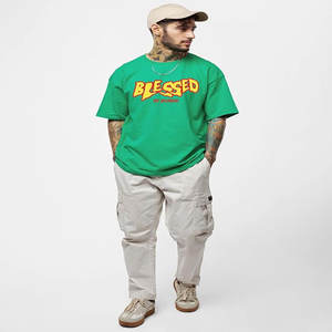 T-shirt vintage épais 260g à manches courtes pour homme, en coton lavé, coupe oversize, épaules tombantes, demi-manches, personnalisable avec logo, unisexe - Product Image 1