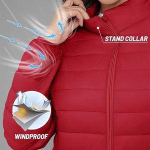 Vestes matelassées décontractées pour femmes, 100% polyester, logo personnalisé, couleur unie, motif tissé, respirantes, imperméables, coupe-vent - Product Image 5