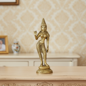 Estatua de Apsara de Latón Indio, Figura Antigua con Espejo, Escultura de Arte Tradicional para Decoración del Hogar, Regalo - Product Image 4