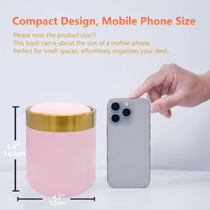 Mini Metal Swing Top Trash Can Lid for Desk Car Office or Kitchen <b>Small</b> Countertop Waste Bin - Product Image 3