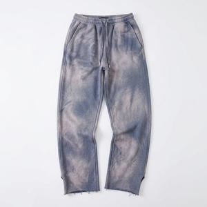Best Pakistan Clothing Manufacturers Custom Flared Pants Vintage Acid Wash Sun Faded Puff Print Cotton Jogging Tracksuit for <b>Men</b> - Product Image 5
