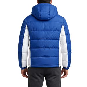 Puffer <b>Jacket</b> Winter Coat <b>Men</b> Hooded Team Stripe Royal Blue White Padded Down Bubble Quilted Warm Insulated Windproof <b>Jackets</b> - Product Image 2