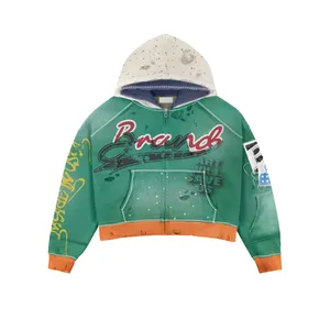 Unisex Streetwear Tracksuit Full <b>Zip</b> Hooded Jacket With Drawstring Pant Red Yellow Green Sublimation Print Loose Fit Autumn Wear - Product Image 3