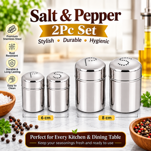 Classic Chrome Finish Stainless Steel <b>Salt</b> Pepper Shakers Durable Kitchen Set Eco-Friendly Dome Herb Spice Tools Hand Wash Only - Product Image 3