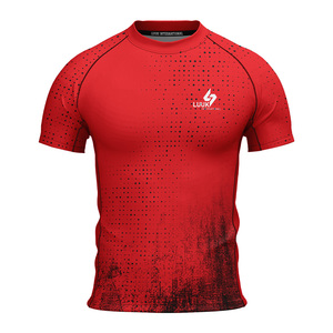 Maillot de compression professionnel sublimé à manches courtes, col ras du cou, pour l'entraînement, personnalisable, protection anti-UV pour la gym, vente en gros, haut de loisirs - Product Image 4