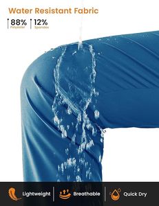 Pantalones azules con cordón para hombre y mujer, que absorben la humedad, con bolsillos con cremallera y cintura elástica para actividades al aire libre - Product Image 3