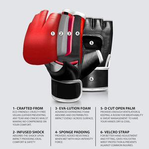 Guantes de entrenamiento de MMA de cuero con correas ajustables de gancho y bucle en la muñeca, ligeros y con protección UV. - Product Image 4