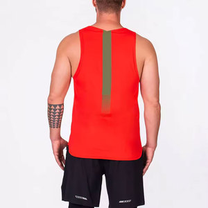 Perfectionists Men's <b>Red</b> Sleeveless <b>Tank</b> <b>Top</b> O-Neck Breathable Polyester Quick Dry Solid Color Casual Workout Wear HIGH STREET - Product Image 3