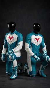 Traje de Motociclismo de Cuero Color Verde Azulado para Hombre, Mono de Cuerpo Entero con Bloques de Color, de una Pieza - Product Image 5