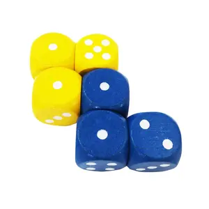 25mm White dot mixed 2 color Yellow, Blue color round corner;wooden dice/dice set/game dice