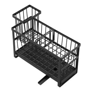 "2-Tier <b>Kitchen</b> Sink Caddy Organizer with High Brush Holder & Divider <b>for</b> Sponge <b>Storage</b>" - Product Image 1