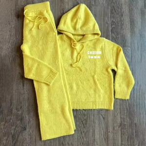 Fully Customizable Men Mohair Tracksuit Set 2 Piece Sweatshirt and Sweatpants Winter Hoodies Sweat Suits Premium Knit Tracksuit - Product Image 6