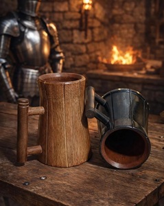 Eco-Friendly Polished Wooden Viking <b>Mug</b> with Hand Carved Engraving and Animal Design-Valentine's Day & Halloween Gift - Product Image 3