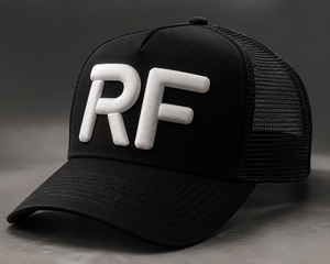 Logo Trucker <b>Hat</b> Black Mesh Adjustable 6-Panel Cap Puff Printing Casual Style Unisex Spring <b>Summer</b> - Product Image 1
