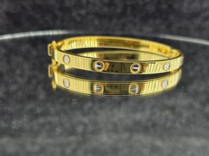 18K Gold Plated Trendy Geometric <b>Bangles</b> Unisex Jewelry - Product Image 4