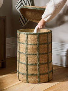 Panier à linge en jonc de mer vert sauge, fait main, écologique, fabriqué au Vietnam, vente en gros - Product Image 3