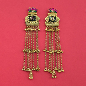 Pendientes de araña étnicos chapados en oro con piedras de circonita y diseño floral para mujer, joyería de boda - Product Image 4