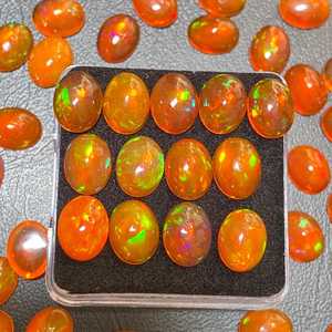 Lote de cabujones de ópalo Welo etíope natural, naranja multicolor, ovalados, piedras preciosas sueltas para la fabricación de joyas, calidad mayorista. - Product Image 1