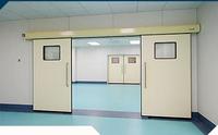 Porte coulissante hermétique automatique à double battant en acier galvanisé sur mesure pour salle blanche et hôpital, avec fenêtre visuelle en fibre de verre, pour entrepôt