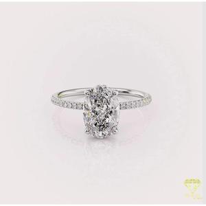 Oval Cut Moissanite Engagement <b>Ring</b> Yellow Gold Pave Diamond Solitaire <b>Ring</b> <b>Dainty</b> Bridal <b>Ring</b> Classic Four Prong Promise <b>Ring</b> - Product Image 4