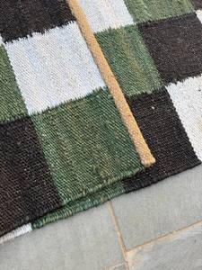 Tapis en chanvre abstrait fait main, écologique, lavable, moderne, à motifs géométriques, noir, tapis de prière, pour salon, chambre, maison - Product Image 3