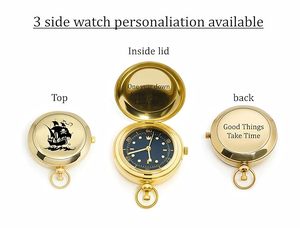 Gold-Plated Zinc Pocket Watch Chain Wooden Box Antique Theme Etched Design Collectible <b>Clock</b> <b>Digital</b> Printing Polished - Product Image 2