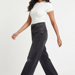 Pantalones Vaqueros de Mezclilla de Alta Calidad, Pantalones de Moda Urbana para Invierno, Pantalones Vaqueros Anchos con Lavado a la Piedra para Mujer - Product Image 2
