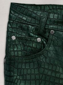 Pantalon en cuir vert métallisé style jean - Croc Metallic - Product Image 5