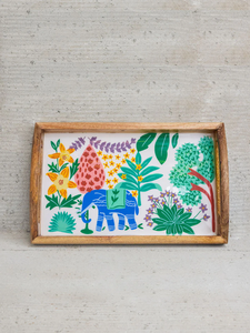 Bandeja Decorativa Rústica de Madera con Diseño Floral Abstracto, Ligera, Multifuncional, con Asa, para Mesa de Comedor, Pieza Única - Product Image 6