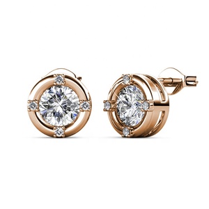 Petites boucles d'oreilles rondes Daisini ornées de cristaux Swarovski en gros Accessoires pour femmes en argent sterling 925 - Product Image 5