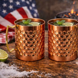 100% <b>Copper</b> Handmade Hammered <b>Copper</b> Moscow Mule Mugs: Solid <b>Copper</b> <b>Cups</b>, Brass Handles - Product Image 1